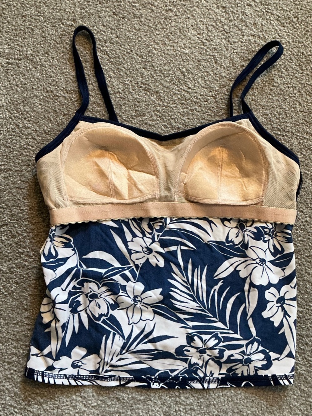 Krista - Tankini Swimsuit Blue and White Floral Top Matching Blue Bottom - Picture 4 of 15